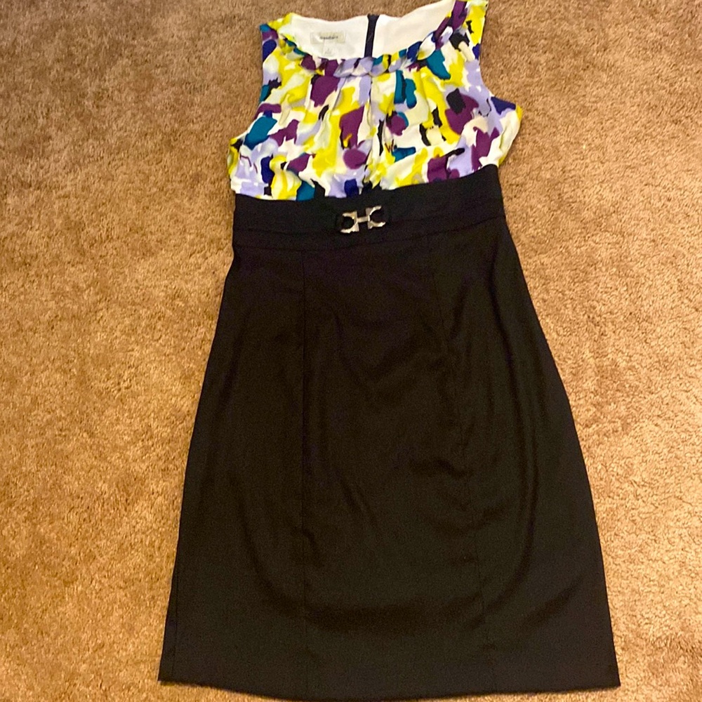 Dress Barn womens business dress Sz 6 black & watercolor print